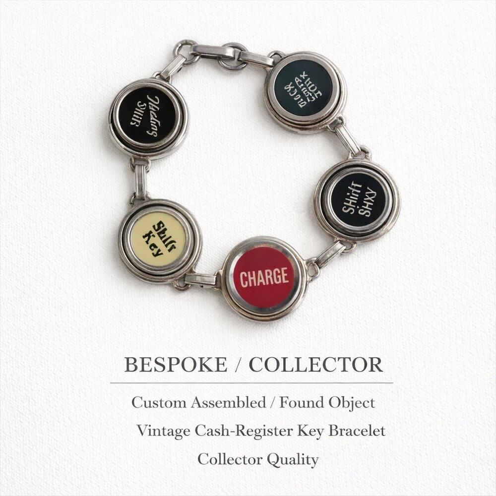One-of-a-Kind Vintage Cash-Register Key Bracelet • Silver-Tone • 7.5″
